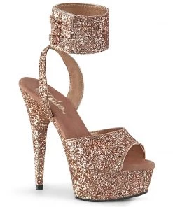 Pleaser Direct Delight 691LG Rose Gold Glitter Platform Heels Glitter Shoes