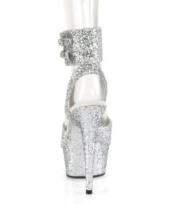 Pleaser Direct Glitter Shoes Delight 691LG Silver Glitter Platform Heels