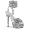 Pleaser Direct Glitter Shoes Delight 691LG Silver Glitter Platform Heels