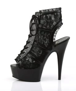 Pleaser Direct Delight 696LC Black Lace Ankle Boots Larger Size Shoes