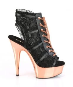 Pleaser Direct Delight 696LC Black And Rose Gold Lace Ankle Boots Larger Size Shoes 9 Pleaser Direct Delight 696LC Black And Rose Gold Lace Ankle Boots Larger Size Shoes