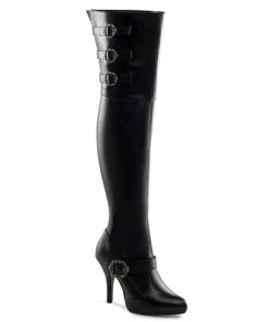 Pleaser Direct Diva 3006X Black Thigh High Wide Boots