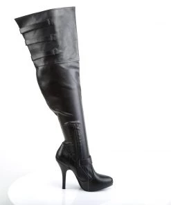 Pleaser Direct Diva 3006X Black Thigh High Wide Boots