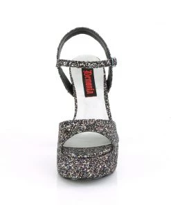 Pleaser Direct Dolly 09 Grey Glitter Chunky Platforms
