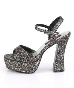 Pleaser Direct Dolly 09 Grey Glitter Chunky Platforms