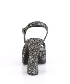 Pleaser Direct Dolly 09 Grey Glitter Chunky Platforms