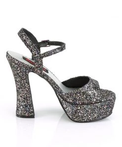 Pleaser Direct Dolly 09 Grey Glitter Chunky Platforms