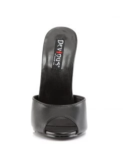 Pleaser Direct Larger Size Shoes Domina 101 Black Leather Peep Toe Heels