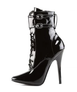 Pleaser Direct Larger Size Shoes Domina 1023 Black Ankle Boots With Changeable Cuffs