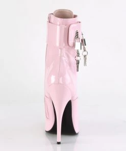 Pleaser Direct Larger Size Shoes Domina 1023 Pink Ankle Boots With Changeable Cuffs