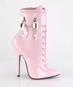 Pleaser Direct Larger Size Shoes Domina 1023 Pink Ankle Boots With Changeable Cuffs