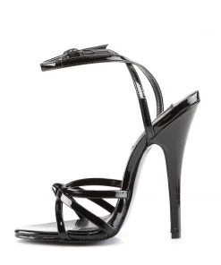 Pleaser Direct Larger Size Shoes Domina 108 Black Patent High Heel Sandals