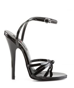 Pleaser Direct Larger Size Shoes Domina 108 Black Patent High Heel Sandals