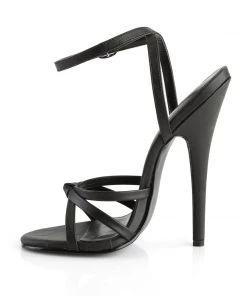 BananaShoes NEXT DAY DELIVERY | Domina 108 Black Faux Leather Sandals | UK 11 Larger Size Shoes