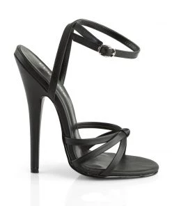 Pleaser Direct Domina 108 Black Faux Leather Sandals Larger Size Shoes