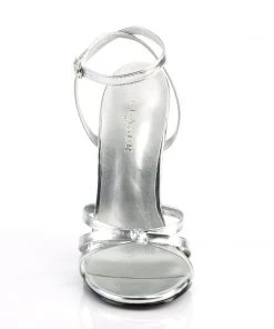 Pleaser Direct Larger Size Shoes Domina 108 Silver Sandals