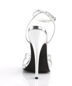 Pleaser Direct Larger Size Shoes Domina 108 Silver Sandals
