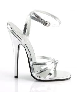 Pleaser Direct Larger Size Shoes Domina 108 Silver Sandals