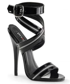 Pleaser Direct Domina 119 Black Patent Vegan Strappy Sandals