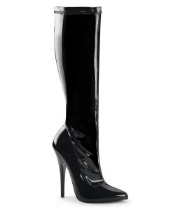 Pleaser Direct Domina 2000 Black Patent Knee High Boots