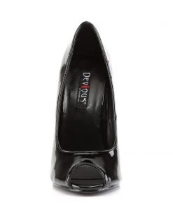 Pleaser Direct Domina 212 Black Patent Peep Toe Heels