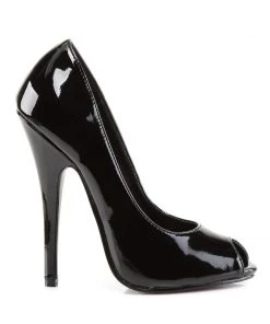 Pleaser Direct Domina 212 Black Patent Peep Toe Heels