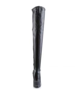 Pleaser Direct Larger Size Shoes Domina 3000 Black Faux Leather Thigh High Boots