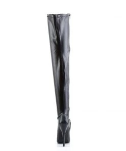 Pleaser Direct Larger Size Shoes Domina 3000 Black Faux Leather Thigh High Boots