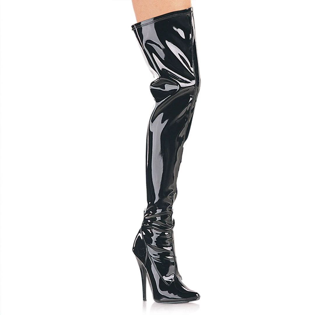 Pleaser Direct Domina 3000 Black Patent Thigh High Boots 1 Pleaser Direct Domina 3000 Black Patent Thigh High Boots