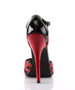 Pleaser Direct Larger Size Shoes Domina 412 Black And Red Strappy Stilettos