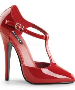 Pleaser Direct Domina 415 Red Patent T-Bar Heels Larger Size Shoes