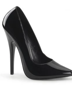 Pleaser Direct Larger Size Shoes Domina 420 Black Patent Vegan Pumps