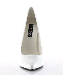 Pleaser Direct Domina 420 White Patent Vegan Pumps Larger Size Shoes