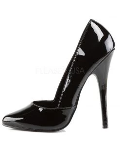 Pleaser Direct Domina 423 Black Patent V-Cut Pumps