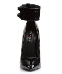 Pleaser Direct Larger Size Shoes Domina 434 Black Patent Pumps With Changeable Cuffs