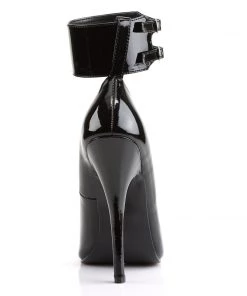 Pleaser Direct Larger Size Shoes Domina 434 Black Patent Pumps With Changeable Cuffs
