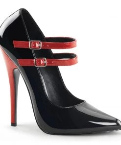 Devious Domina 442 Black And Red Vegan Stilettos