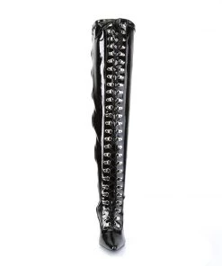 Pleaser Direct Larger Size Shoes Dominatrix 3024X Thigh High Black Wide Fitting Boots