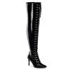 Pleaser Direct Larger Size Shoes Dominatrix 3024X Thigh High Black Wide Fitting Boots