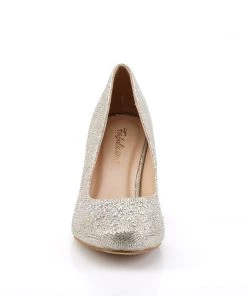 Pleaser Direct Doris 06 Gold Rhinestone Kitten Heels