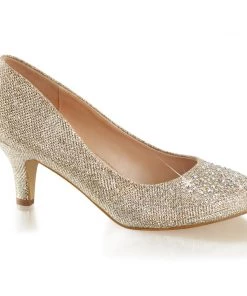 Pleaser Direct Doris 06 Gold Rhinestone Kitten Heels