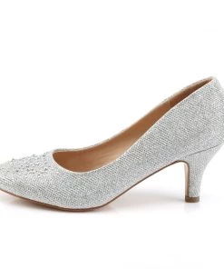 Pleaser Direct Doris 06 Silver Rhinestone Kitten Heels