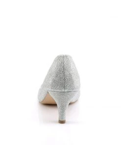 Pleaser Direct Doris 06 Silver Rhinestone Kitten Heels
