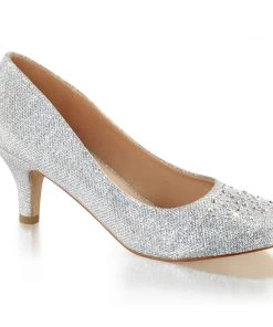 Pleaser Direct Doris 06 Silver Rhinestone Kitten Heels