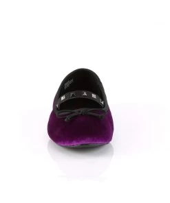 Pleaser Direct Larger Size Shoes Drac 07 Purple Velvet Mary Jane Ballet Flats