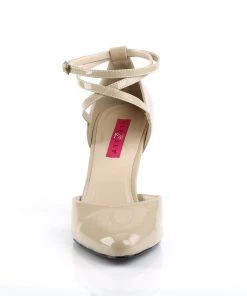 Pleaser Direct Dream 408 Nude Patent Criss Cross High Heel Pumps
