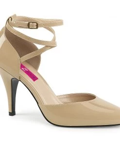 Pleaser Direct Dream 408 Nude Patent Criss Cross High Heel Pumps