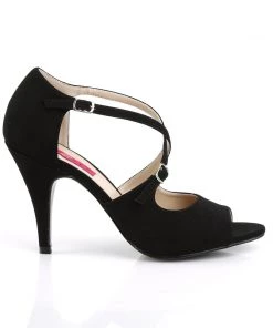 Pleaser Direct Dream 412 Black Nubuck Peep Toe Criss Cross Sandals