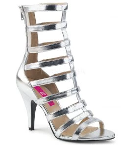 Pleaser Direct Larger Size Shoes Dream 438 Silver Gladiator Heels
