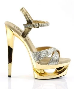 Pleaser Direct Glitter Shoes Eclipse 619G Gold Platform Sandals 7 Pleaser Direct Glitter Shoes Eclipse 619G Gold Platform Sandals
